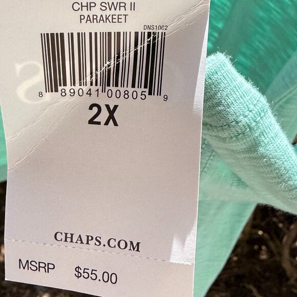 Chaps Women's Pullover Plus Size 2X Top with Laces Light Green (Parakeet) NWT - Picture 10 of 16